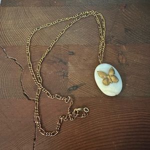 Gold and Stone Butterfly Necklace